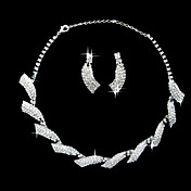 Gorgeous Rhinestone Two Piece Willow Leaf Design Ladies' Jewelry Set (45 cm)