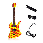Gelbes Herz Heavy Metal E-Gitarre mit Zubehör