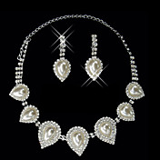 White Pearl Drop Design Ladies' Jewelry Set Including Necklace and Earrings