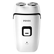 povos dual-head oplaadbare elektrische roterende scheerapparaat met ingebouwde AC-stekker (wit)