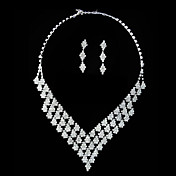 Gorgeous Rhinestone Shining Ladies Necklace and Earrings Jewelry Set (45 cm)