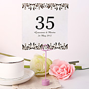 Personalized Square Table Number Card - Artistic Leaf