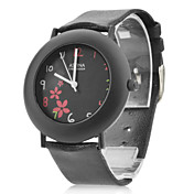 Women's Leather Analog Quartz Wrist Watch (Black)