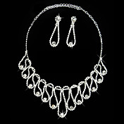 Silver Rhinestone Two Piece Fine Crossover Sigmoid Design Ladies' Wedding Jewelry Set(45 cm)