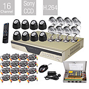 ultra baixo preço 16 canais cctv dvr kit (h.264, 16 câmeras de visão noturna sony)