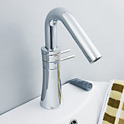 Solid Brass Contemporary Chrome Finish Bathroom Sink Faucet