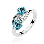 autriche cristal bague en platine plaqué alliage - fleurs doubles (plus de couleurs)