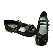 fatti a mano in pelle marrone pu 3cm piatta campagna scarpe lolita con fiocco