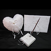 collection chic de mariage mis en satin blanc avec broderie exquise (3 pièces)