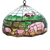 Tiffany Pendant Light with 2 Lights in Farm View Pattern