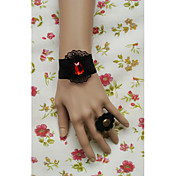 Handmade Black Lace Gothic Lolita Bracelet and Ring Set