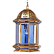 dourado 1 - luz pendente luz na sombra de vidro azul
