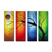 met de hand geschilderd abstract olieverfschilderij met gestrekte frame - set van 4