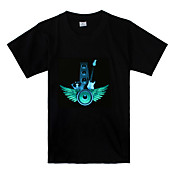 Geräusch und Musik aktiviertes LED T-Shirt mit Gitarren Motiv (3 x AAA Batterien)