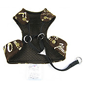 Gold Pattern Style Dog Harness and Leash (XS-L, Black)