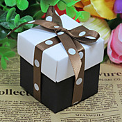 White And Black Favor Box With Brown Ribbon (Set of 12)