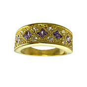 Fashion Cubic Zirconia Platinum Plated Five Square Cut Shape Fashion Ring (More Colors)