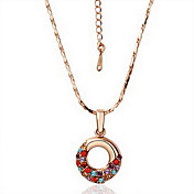 18K Gorgeous Fashion Rhinestone Alloy Circle Necklace (More Colors)