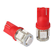 T10 0.18wx5 5-SMD 5050 førte bilen leselys, dc 12v/pair (rød)