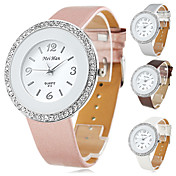 Women's Stylish PU Leather Analog Quartz Wrist Watch with Crystals (Assorted Colors)