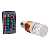 E27 5W RGB Light Golden Shell Remote Controlled LED Crystal Candle Bulb (85-265V)