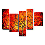 dipinto a mano olio su tela astratta con telaio allungato - Set di 5