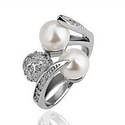 superbe zircone cubique 18k plaqué or perle de mode anneau