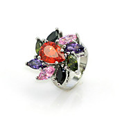 Gorgeous Multicolor Cubic Zirconia Platinum Plated Irregular Shape Fashion Ring