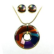 Orange And Purple Ladies' Jewelry Sets In Alloy With Enamel Including Necklace & Earrings Set