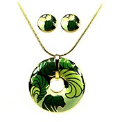 Green Ladies' Jewelry Sets In Alloy With Enamel Including Necklace & Earrings Set