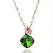 18K Gorgeous Fashion Rhinestone Alloy Green Stone Necklace