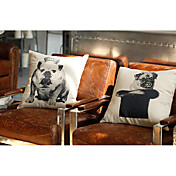 conjunto de 2 cachorrinho fronha de algodão / linho decorativo