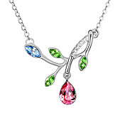Austrian Crystal With Real Platinum Plated  Anti-Allergy Ladies Necklace Spring Overflowing (More Colors)
