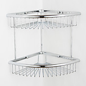 Contemporary Chrome Finish Fan-shaped Double Layer Wall-mounted Soap Basket