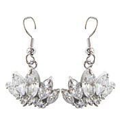 el platino blanco plateado con forma ovalada con encanto aretes de circonio forma cúbica