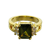 Luxurious Cubic Zirconia Platinum Plated Square Cut Shape Fashion Ring (More Colors)