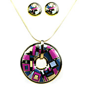 38g Ladies' Gold Alloy With Enamel Including Necklace & Earrings Set