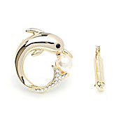 Gorgeous Alloy With Rhinestones Dolphin Brooch