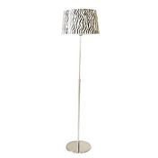 40W Modern Stainless Steel Floor Light with Fabric Shade in Zebra  Stripe Design