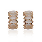 18K Gold Plated Noble White Onyx Fashion Earrings