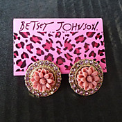 Pink Flower and Diamond Sweet Lolita Ear Studs