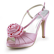 Satin Stiletto Heel Platform Sandals / Slingbacks With Satin Flower Wedding Shoes (More Colors)