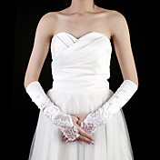raso gomito lunghezza guanti senza dita da sposa con ricami / beading