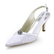 Satin Stiletto Heel Pointy Toe Slingbacks With Rhinestone Wedding Shoes (More Colors)