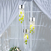 Artistic Crystal Pendant Lights with Green Decorations and Glass Shades