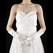 Gorgeous Satin Fingertips Elbow Length With Pearls Bridal Gloves (More Colors)