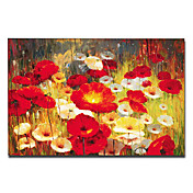 peints à la main peinture à l'huile florale avec cadre étiré de 24 "x 36"