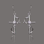 GorgeousSilver Plate Rhinestone Cross Earring