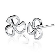 Charming Sterling Silver Clove Leaf Stud Earrings
