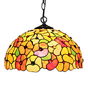 Tiffany 2 - Light Pendent Lights with Glass Shade in Flower Pattern